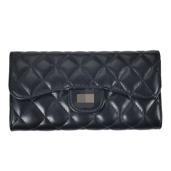 Small Fragrance Folding Wallet Women's Short Wallet Coin Purse Simple Diamond Embroidery Thread Large Capacity Long Wallet Card Holder