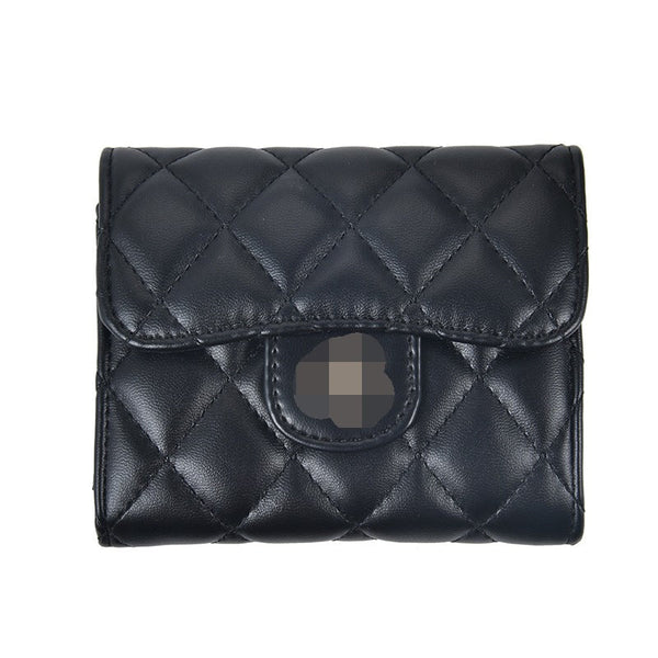 Small Fragrance Folding Wallet Women's Short Wallet Coin Purse Simple Diamond Embroidery Thread Large Capacity Long Wallet Card Holder