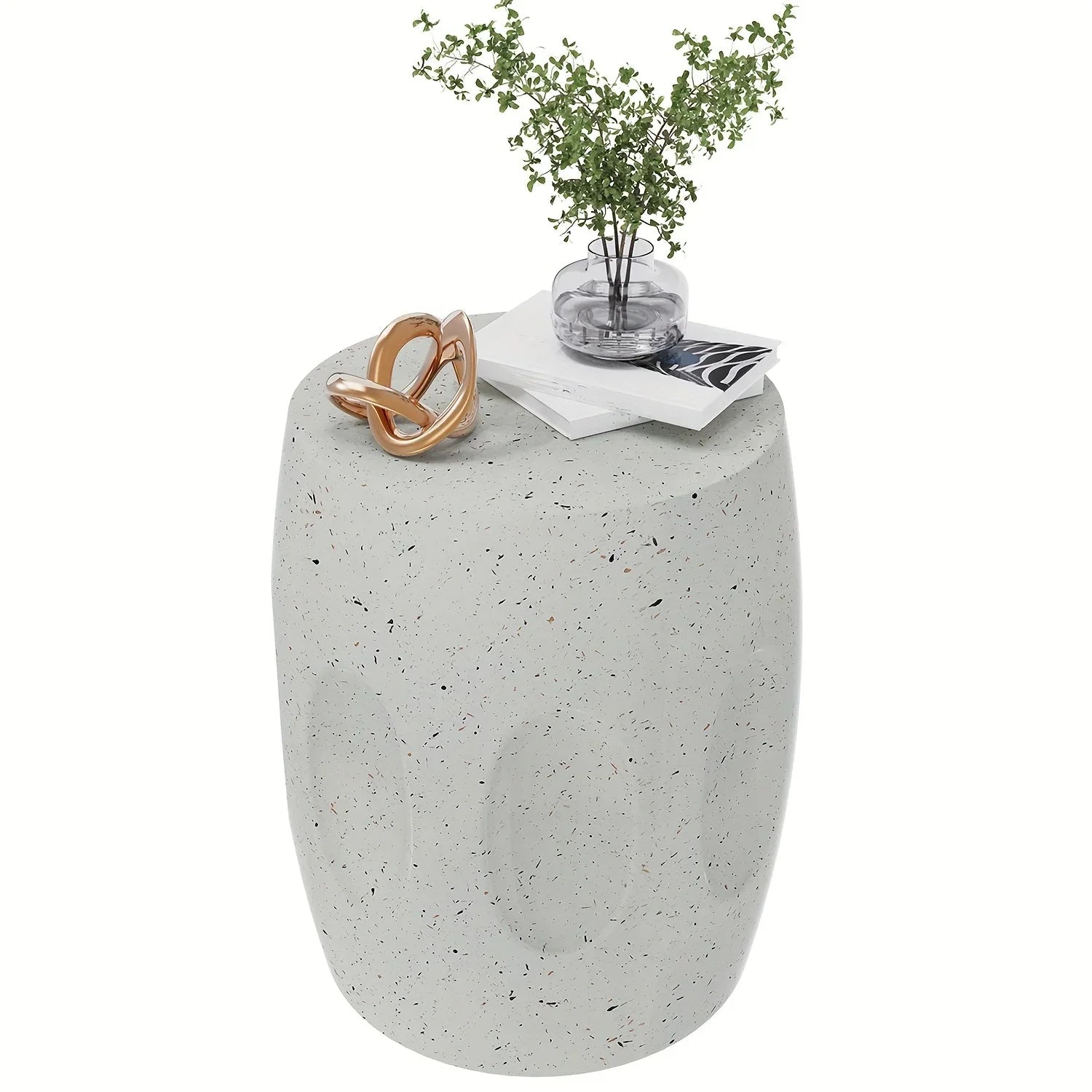 Modern Concrete Drum Side Table – Indoor & Outdoor Accent End Table