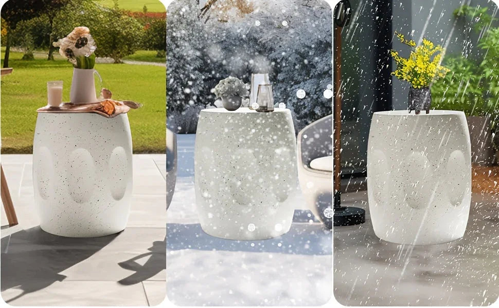 Modern Concrete Drum Side Table – Indoor & Outdoor Accent End Table