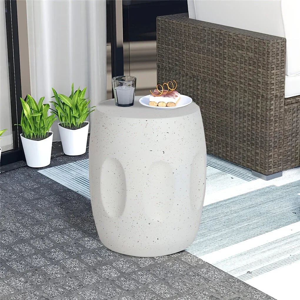 Modern Concrete Drum Side Table – Indoor & Outdoor Accent End Table