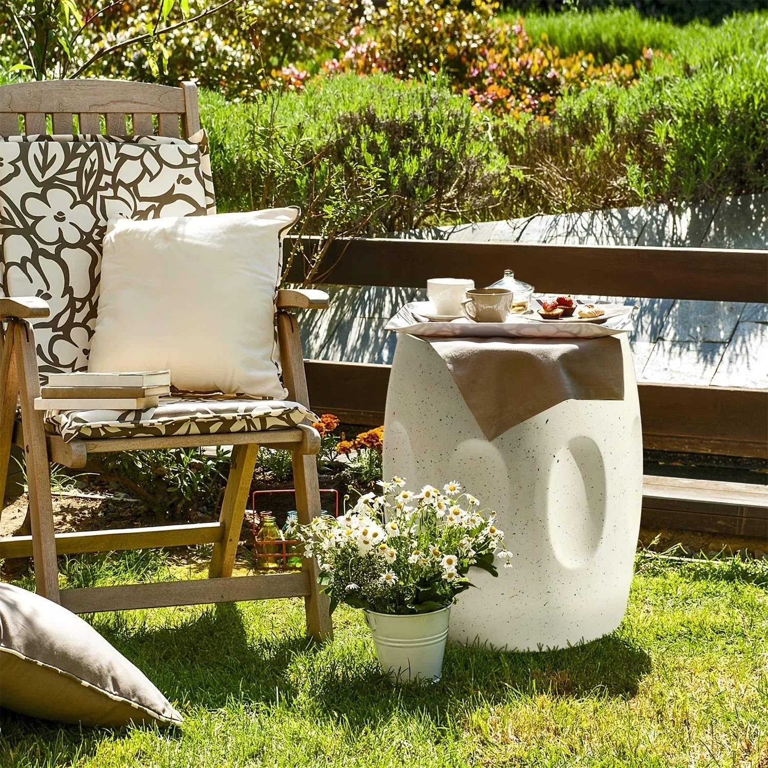 Modern Concrete Drum Side Table – Indoor & Outdoor Accent End Table