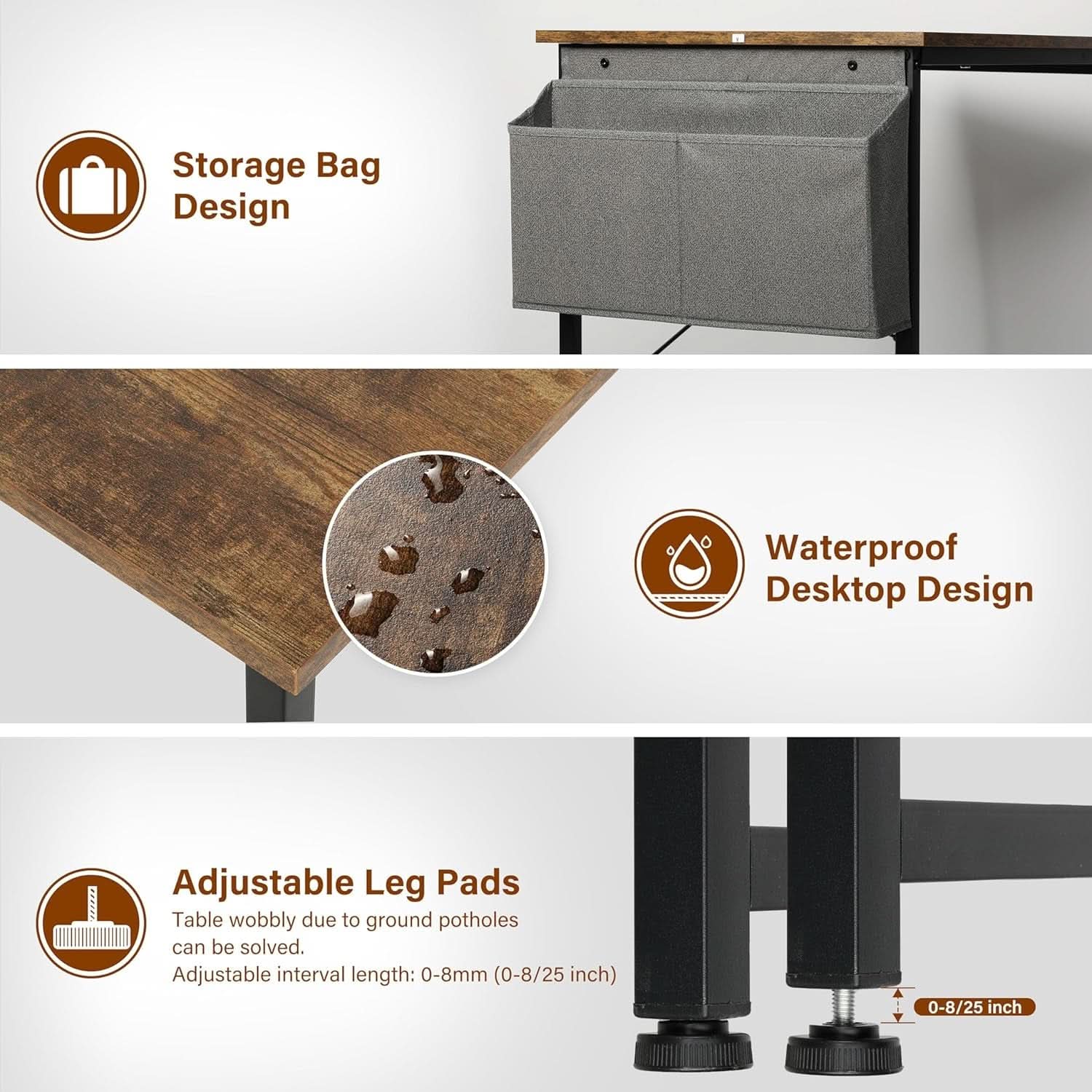 40 Inch Small Space Writing Desk With Headphone Hooks