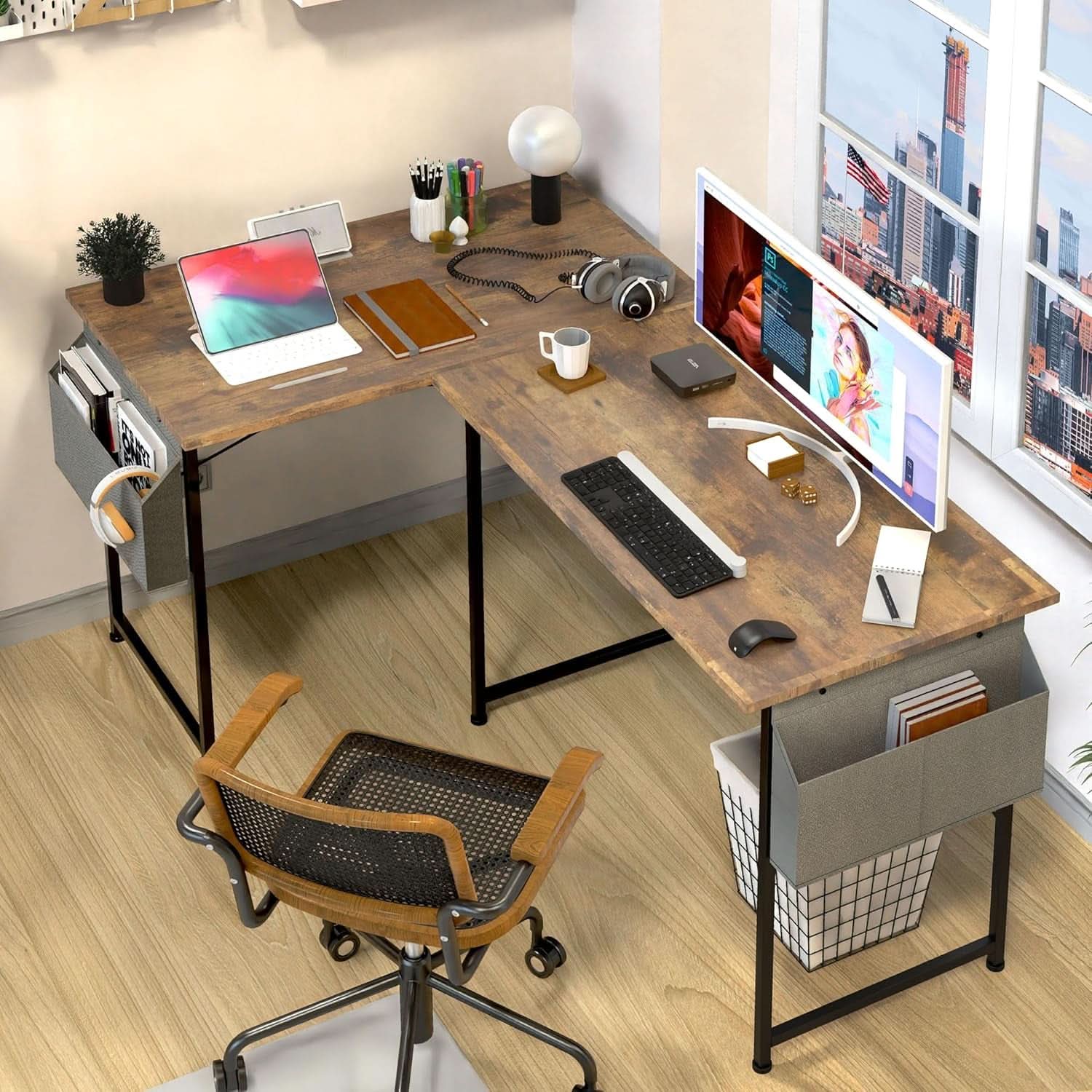 40 Inch Small Space Writing Desk With Headphone Hooks