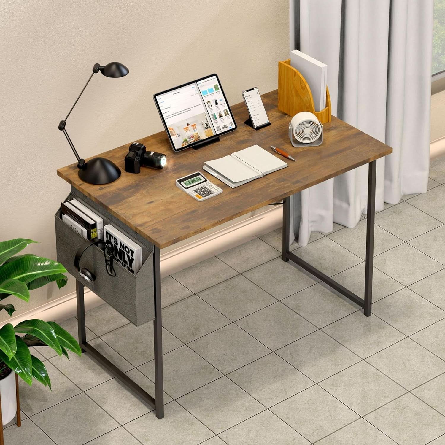 40 Inch Small Space Writing Desk With Headphone Hooks