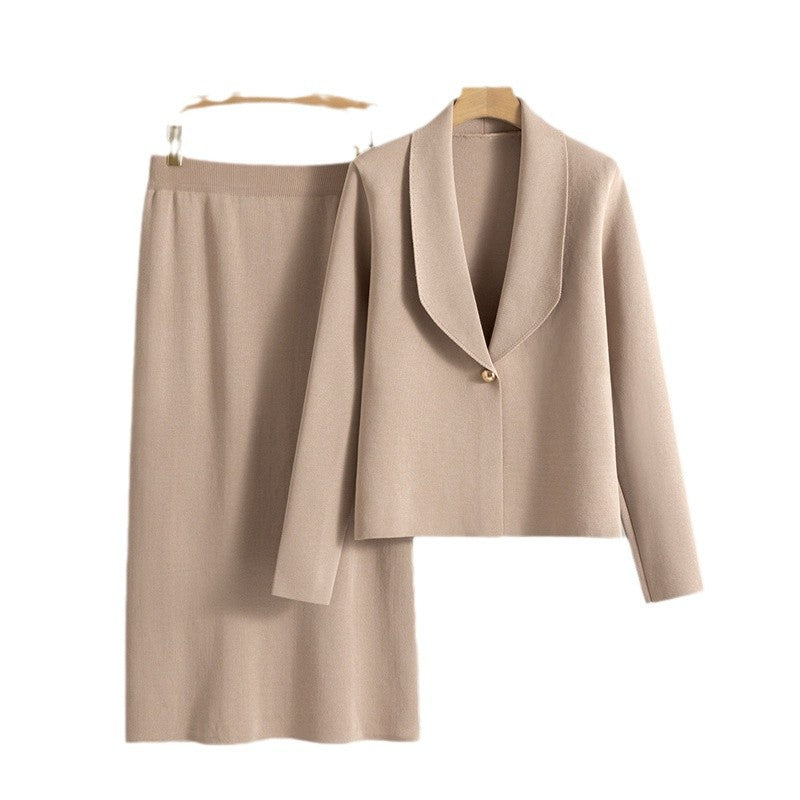 Small suit set skirt two-piece set temperament cardigan sweater jacket skirt set
