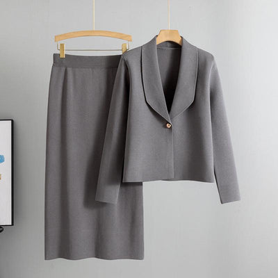 Small suit set skirt two-piece set temperament cardigan sweater jacket skirt set