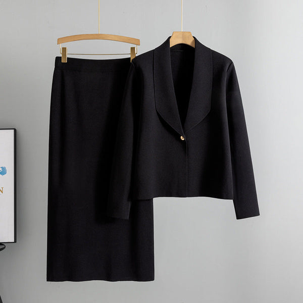 Small suit set skirt two-piece set temperament cardigan sweater jacket skirt set
