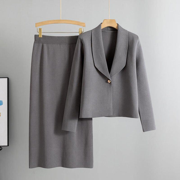 Small suit set skirt two-piece set temperament cardigan sweater jacket skirt set