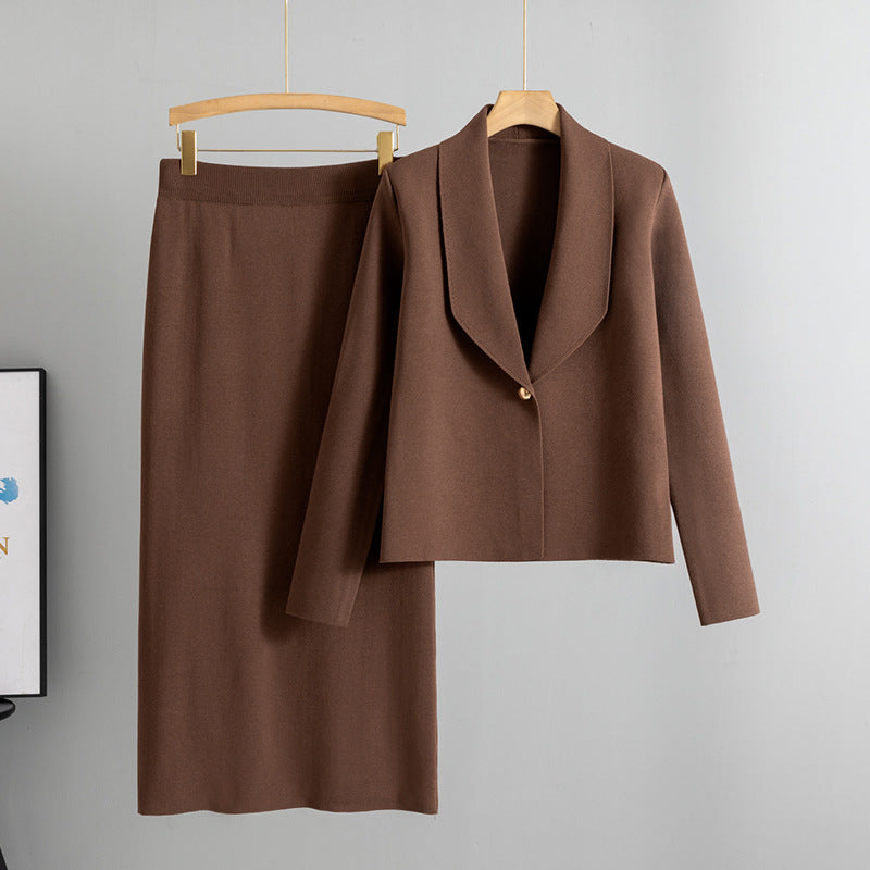 Small suit set skirt two-piece set temperament cardigan sweater jacket skirt set
