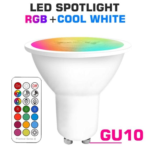 Smart For Home LED Light Bulb E27 E14 GU10 B22 220V 110V  Spot Magic Changeable Lamp Lampada+IR Control Decoration RGB White  Compatible with Alexa Google Home, RGBCW Smart GU10 Bulb, WiFi Smart LED Spot Light Bulb Indoor Decoration