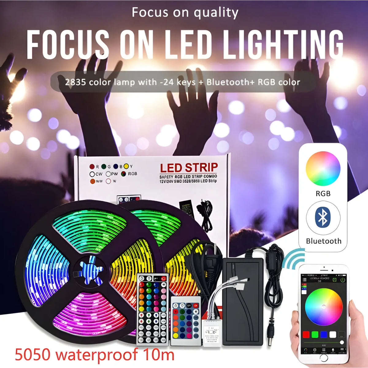 Smart LED Strip Light - WiFi & Bluetooth Control, 5050 RGB