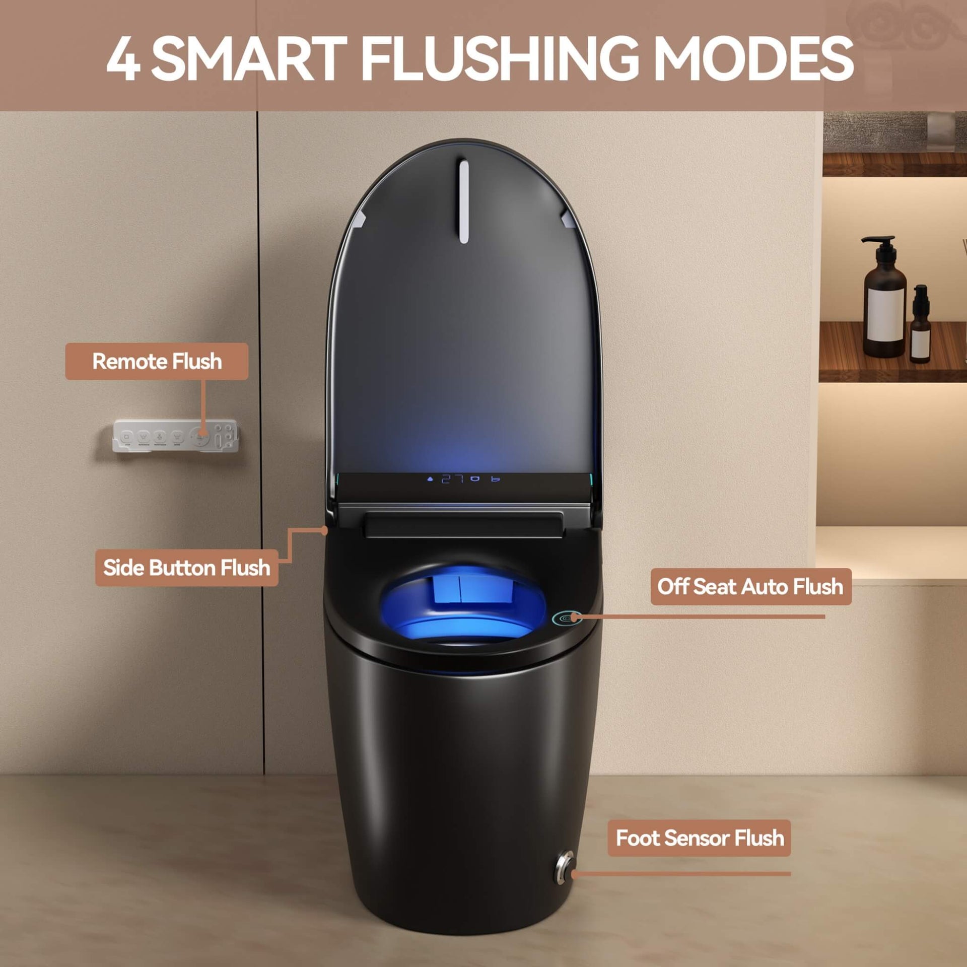 Smart One-Piece Bidet Toilet With Auto Open/Close Seat And Dryer (SAK86135)