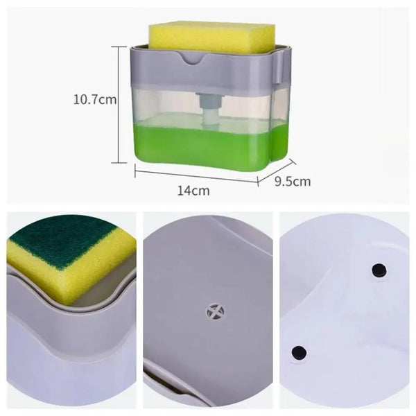 Smart Soap Dispenser For Kitchen Dishwashing Soap Pump Dispenser Kitchen Sponge Holder Handy Space Saving Soap Box 2 IN 1 Kitchen Soap Pump