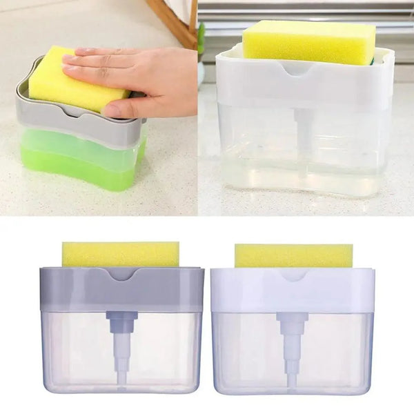 Smart Soap Dispenser For Kitchen Dishwashing Soap Pump Dispenser Kitchen Sponge Holder Handy Space Saving Soap Box 2 IN 1 Kitchen Soap Pump