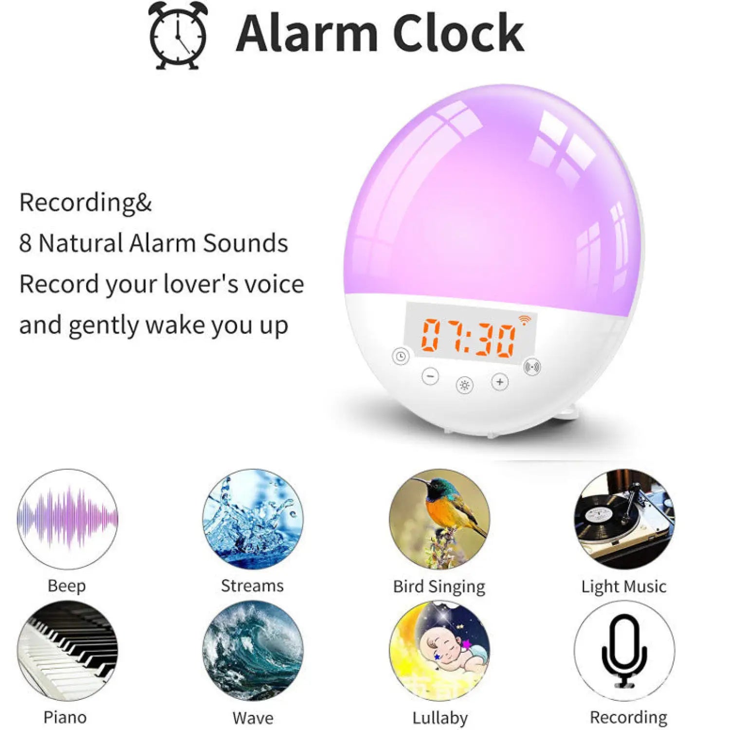Smart Wakeup Light Alarm Clock with Sunrise Simulation and Voice Control