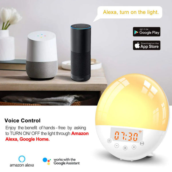 Smart Wakeup Light Alarm Clock with Sunrise Simulation and Voice Control
