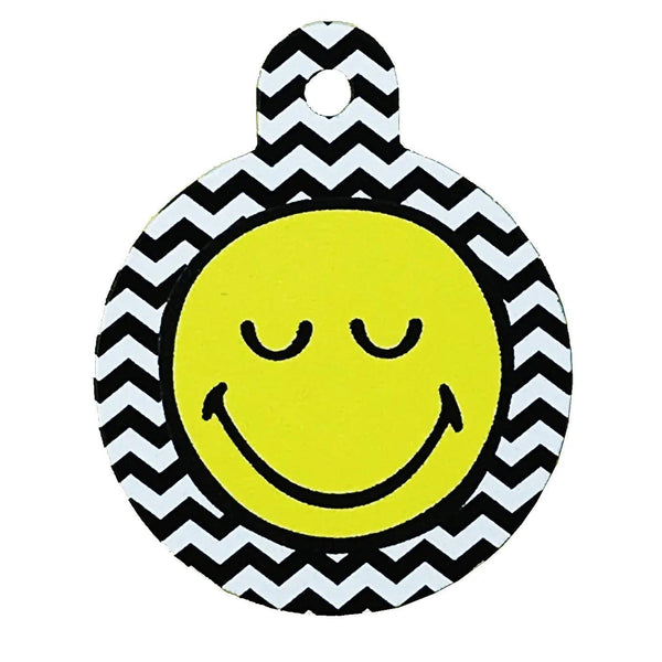 Smiley Face Zigzag Pet ID Tag Large Circle - Gifts for You 'n Me