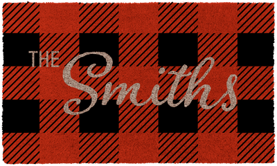 Personalized Checkered Christmas Doormat