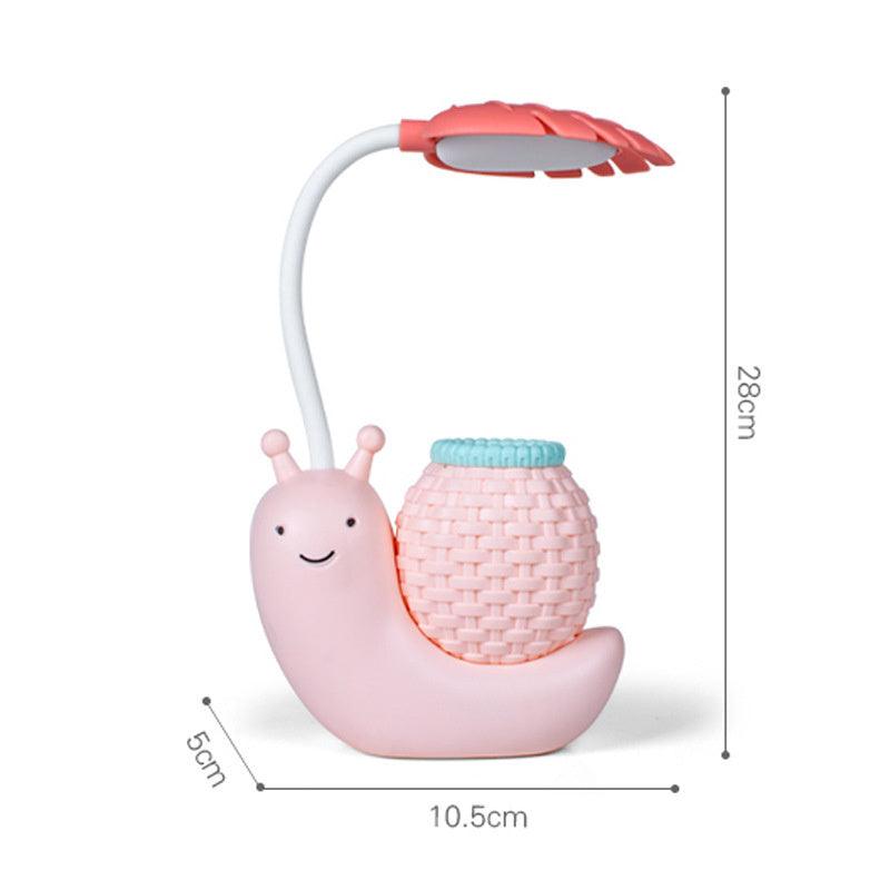 Snail Led Table Lamp Cute Pen Holder Desk Light Reading Study Children Bedroom College Dorm Eye Protection Adjustable Organizer Cute Study Lamps for Bedroom Décor