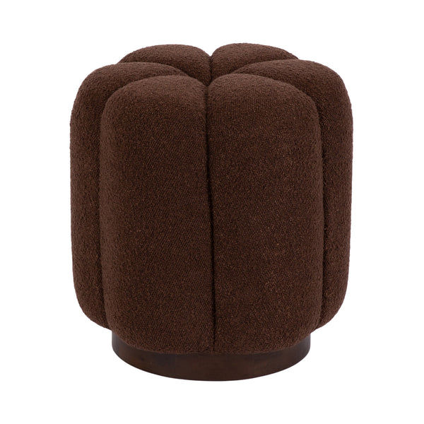 Lucida Round Tufted Ottoman Fabric and Wood