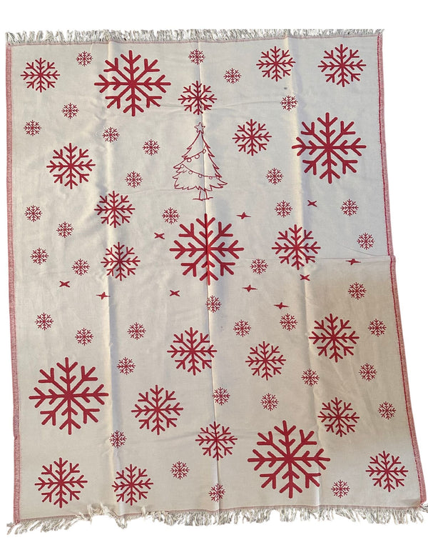 Christmas Reindeer Snowflake Turkish Cotton Throw Blanket 56×72 – Soft Organic Holiday Decor Gift