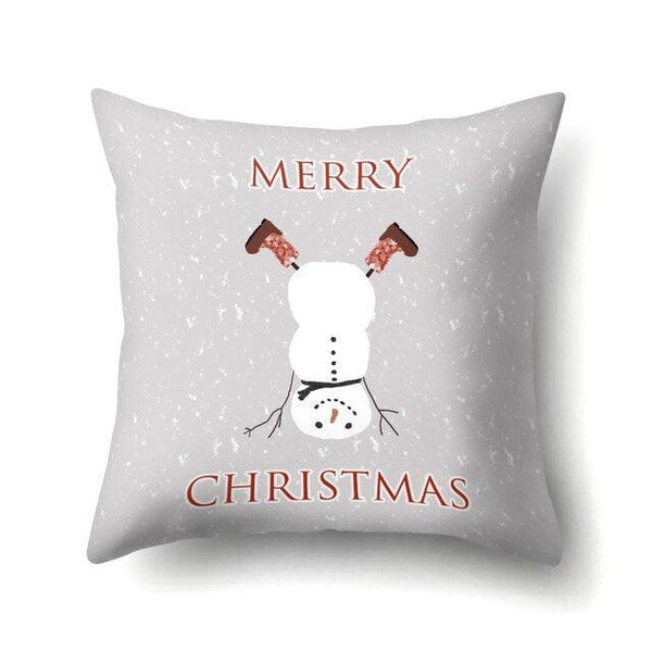 Snowman Christmas Cushion Cover Polyester Decorative Christmas Pillow Cover Merry Christmas Throw Cushion Covers Tree Reindeer Star Pillow Case For Party Throw Pillow New Year Xmas Decor Sofa Living Room Home Decoration