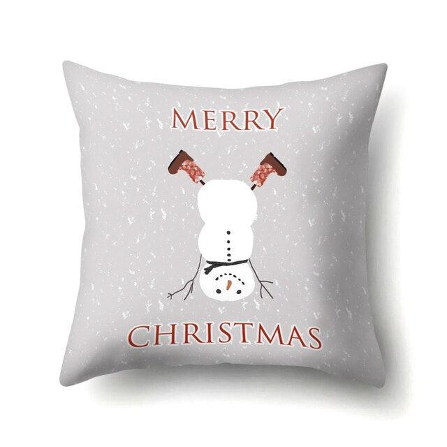 Snowman Christmas Cushion Cover Polyester Decorative Christmas Pillow Cover Merry Christmas Throw Cushion Covers Tree Reindeer Star Pillow Case For Party Throw Pillow New Year Xmas Decor Sofa Living Room Home Decoration