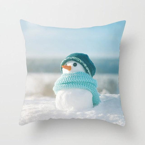 Snowman Christmas Cushion Cover Polyester Decorative Christmas Pillow Cover Merry Christmas Throw Cushion Covers Tree Reindeer Star Pillow Case For Party Throw Pillow New Year Xmas Decor Sofa Living Room Home Decoration
