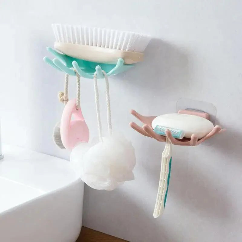 Soap Holder Bathroom Shower Dish Plates Storage Box With Drain Wall Mounted Self Adhesive Plastic Supplies Bathroom Soap Rack Suction Cup Bathroom Soap Dish Holder Shower Soap Dish Saver Tray Bar Soap Sponge Holder for Shower Bathroom Tub and Kitchen