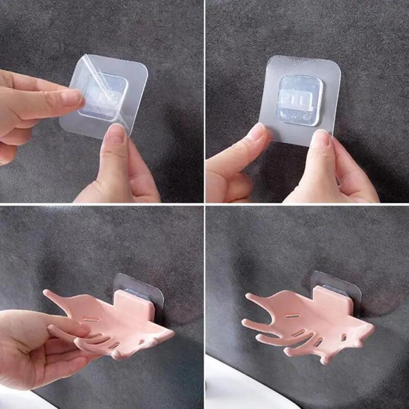 Soap Holder Bathroom Shower Dish Plates Storage Box With Drain Wall Mounted Self Adhesive Plastic Supplies Bathroom Soap Rack Suction Cup Bathroom Soap Dish Holder Shower Soap Dish Saver Tray Bar Soap Sponge Holder for Shower Bathroom Tub and Kitchen