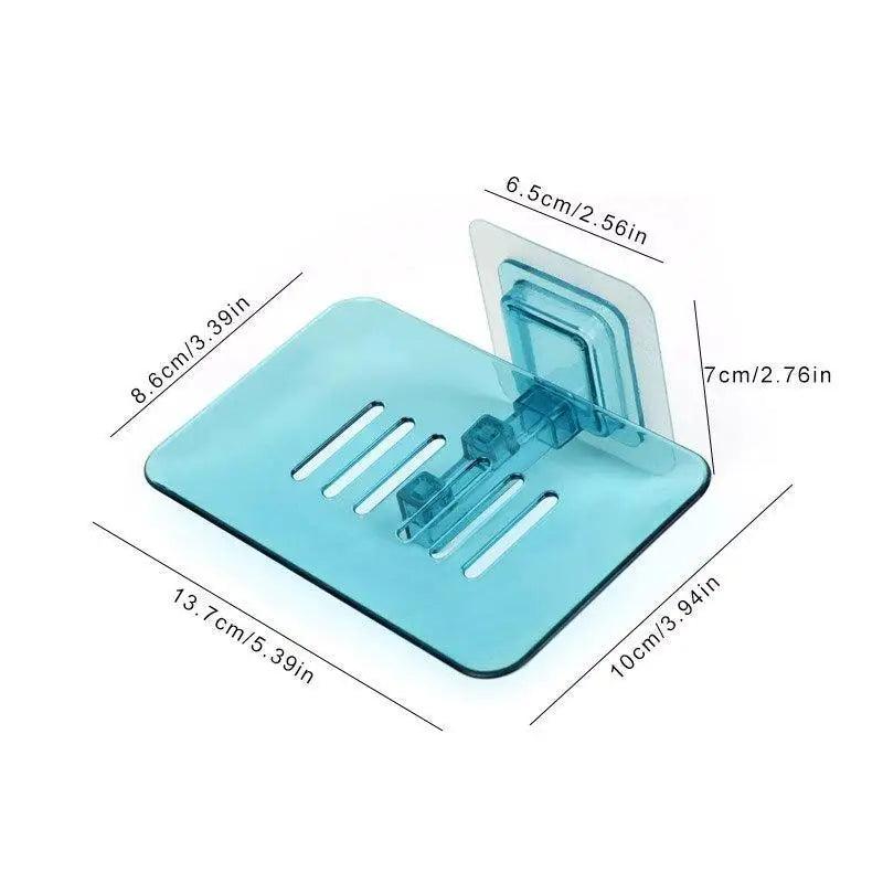 Soap Rack No Drilling Wall Mounted Double Layer Soap Holder Soap Sponge Dish Bathroom Accessories Soap Dishes Self Adhesive Shower Soap Saver Holder Stand Bathroom Bar Soap Case Adhesive Kitchen Sink Sponge Holder Drainer Wall Soap Dish Container