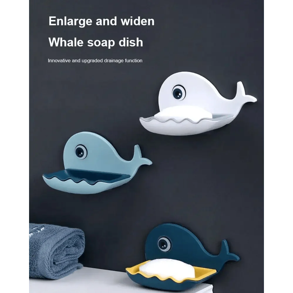 Soap Rack No Drilling Wall Mounted Drain Non Perforated Double Layer Holder Sponge Dish Accessories Magic Soap Dishes Bathroom Cute Soap Dish for Kids Plastic Self Draining Soap Holder for Shower Wall Cartoon Hanging Bathroom Soap Tray with Suction Cup