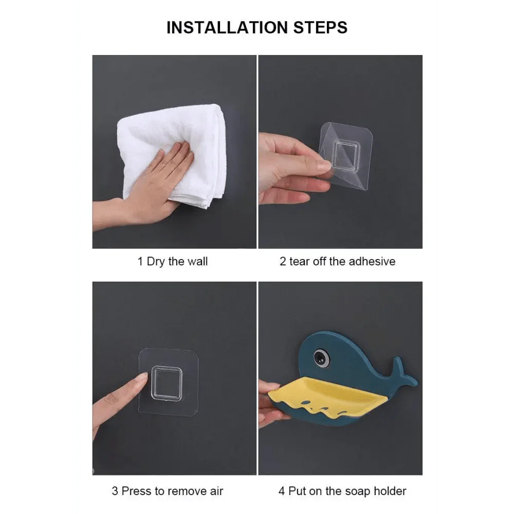 Soap Rack No Drilling Wall Mounted Drain Non Perforated Double Layer Holder Sponge Dish Accessories Magic Soap Dishes Bathroom Cute Soap Dish for Kids Plastic Self Draining Soap Holder for Shower Wall Cartoon Hanging Bathroom Soap Tray with Suction Cup