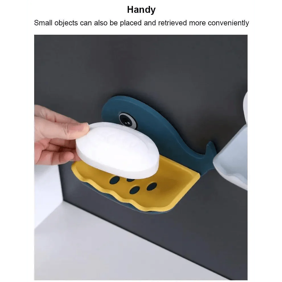 Soap Rack No Drilling Wall Mounted Drain Non Perforated Double Layer Holder Sponge Dish Accessories Magic Soap Dishes Bathroom Cute Soap Dish for Kids Plastic Self Draining Soap Holder for Shower Wall Cartoon Hanging Bathroom Soap Tray with Suction Cup