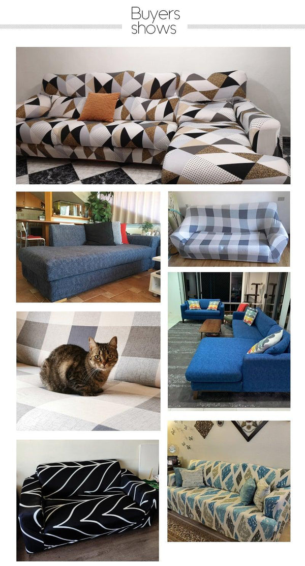 Sofa Cover Geometric Couch Cover Elastic Sofa Cover for Living Room Pets Corner L Shaped Chaise Longue Sofa Slipcover Shaped Sofa Slipcovers with Elastic Bottom, Jacquard Chaise Lounge Set for Living Room