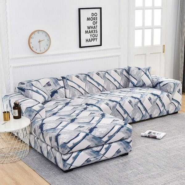 Sofa Cover Geometric Couch Cover Elastic Sofa Cover for Living Room Pets Corner L Shaped Chaise Longue Sofa Slipcover Shaped Sofa Slipcovers with Elastic Bottom, Jacquard Chaise Lounge Set for Living Room