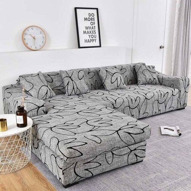 Sofa Cover Geometric Couch Cover Elastic Sofa Cover for Living Room Pets Corner L Shaped Chaise Longue Sofa Slipcover Shaped Sofa Slipcovers with Elastic Bottom, Jacquard Chaise Lounge Set for Living Room