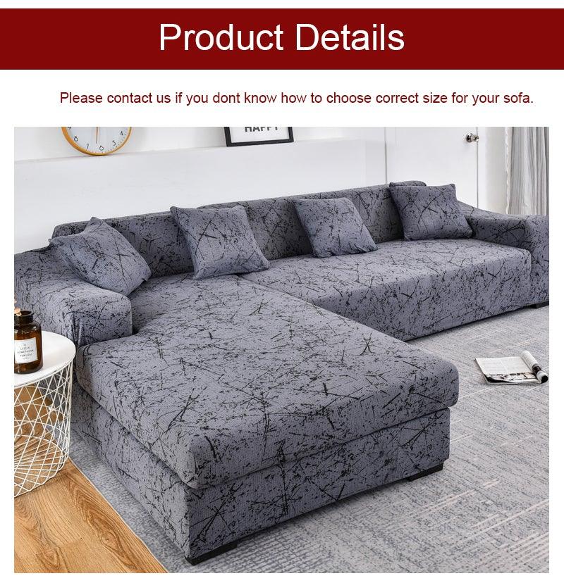 Sofa Cover Geometric Couch Cover Elastic Sofa Cover for Living Room Pets Corner L Shaped Chaise Longue Sofa Slipcover Shaped Sofa Slipcovers with Elastic Bottom, Jacquard Chaise Lounge Set for Living Room