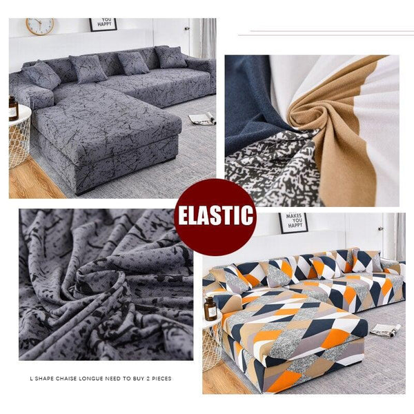 Sofa Cover Geometric Couch Cover Elastic Sofa Cover for Living Room Pets Corner L Shaped Chaise Longue Sofa Slipcover Shaped Sofa Slipcovers with Elastic Bottom, Jacquard Chaise Lounge Set for Living Room