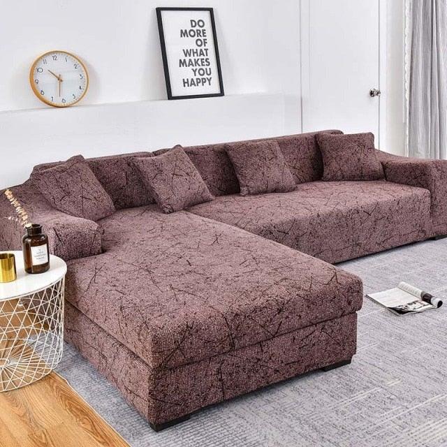 Sofa Cover Geometric Couch Cover Elastic Sofa Cover for Living Room Pets Corner L Shaped Chaise Longue Sofa Slipcover Shaped Sofa Slipcovers with Elastic Bottom, Jacquard Chaise Lounge Set for Living Room