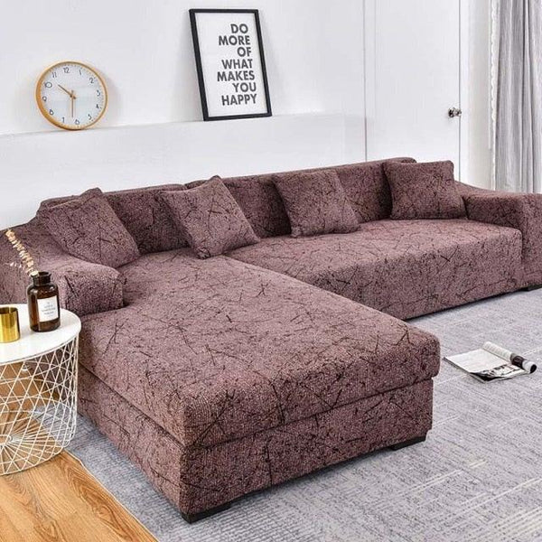 Sofa Cover Geometric Couch Cover Elastic Sofa Cover for Living Room Pets Corner L Shaped Chaise Longue Sofa Slipcover Shaped Sofa Slipcovers with Elastic Bottom, Jacquard Chaise Lounge Set for Living Room