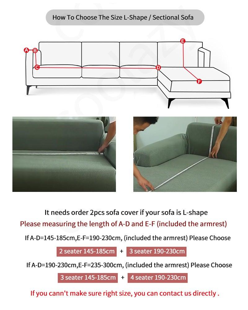 Sofa Cover Geometric Couch Cover Elastic Sofa Cover for Living Room Pets Corner L Shaped Chaise Longue Sofa Slipcover Shaped Sofa Slipcovers with Elastic Bottom, Jacquard Chaise Lounge Set for Living Room