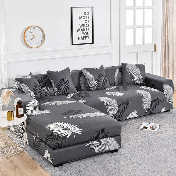 Sofa Cover Geometric Couch Cover Elastic Sofa Cover for Living Room Pets Corner L Shaped Chaise Longue Sofa Slipcover Shaped Sofa Slipcovers with Elastic Bottom, Jacquard Chaise Lounge Set for Living Room