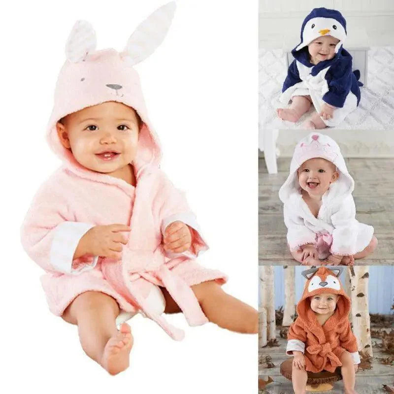 Soft And Comfortable Baby Bathrobes Cute Cartoon Animal Face Sleepwear For Babies Unique Design Hooded Sleepwear For Infants