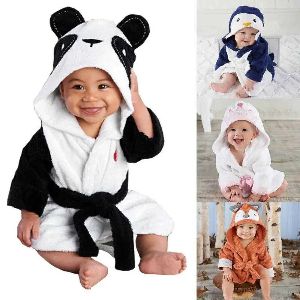 Soft And Comfortable Baby Bathrobes Cute Cartoon Animal Face Sleepwear For Babies Unique Design Hooded Sleepwear For Infants