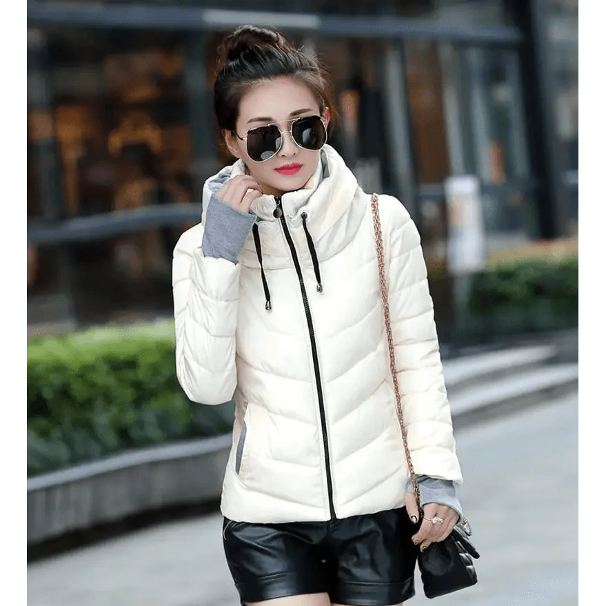 Soft And Comfortable Winter Jacket For Women Short Women's Thicken Outerwear In solid hooded Coats Zipper For Female Slim Cotton padded basic tops