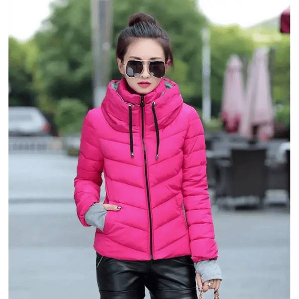 Soft And Comfortable Winter Jacket For Women Short Women's Thicken Outerwear In solid hooded Coats Zipper For Female Slim Cotton padded basic tops