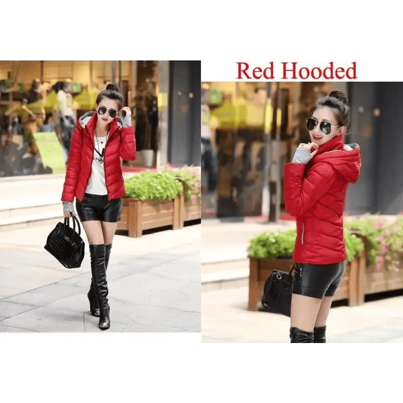 Soft And Comfortable Winter Jacket For Women Short Women's Thicken Outerwear In solid hooded Coats Zipper For Female Slim Cotton padded basic tops