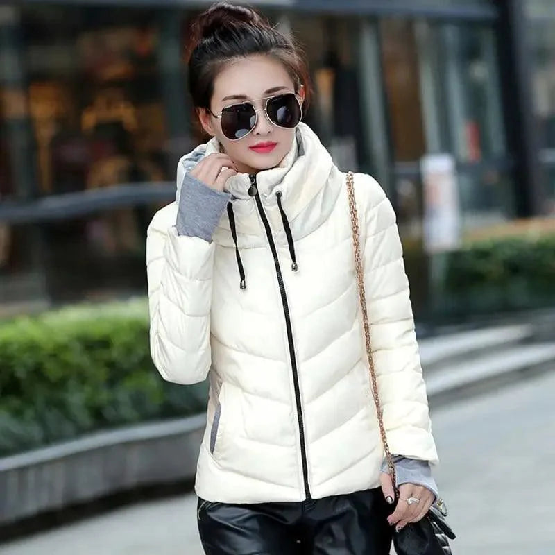 Soft And Comfortable Winter Jacket For Women Short Women's Thicken Outerwear In solid hooded Coats Zipper For Female Slim Cotton padded basic tops